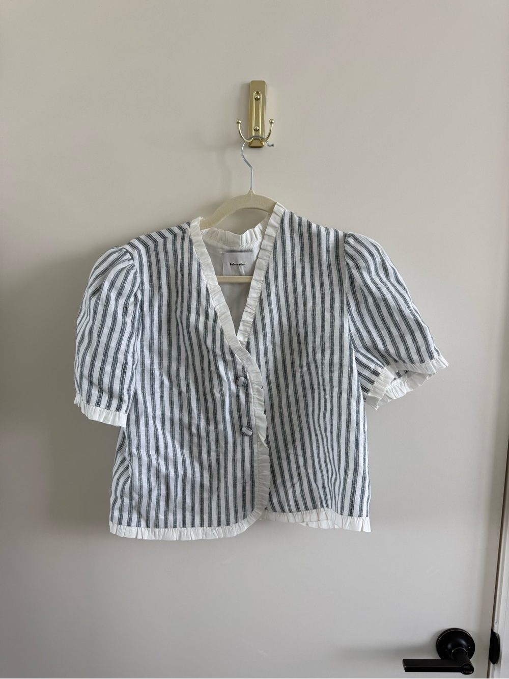 Reformation Bess Linen Top - blue stripe - Picture 3 of 4